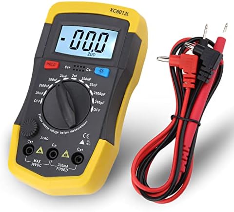 Capacitance Meter, XC6013L Handheld LCD Digital Capacitance Meter Capacitance Tester mF uF Circuit Gauge Capacitance Meter mF uF Circuit Meter 0.1 pF to 20000 uF, with 2 Electroprobe