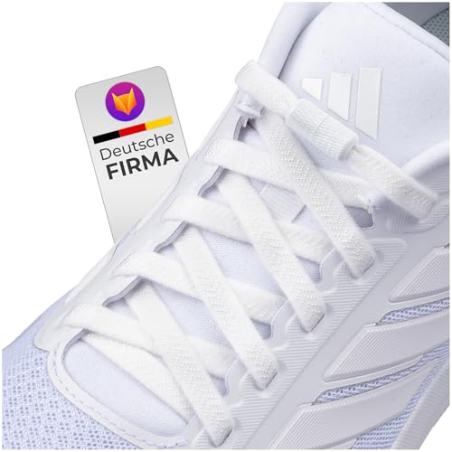Premium Schnürsenkel ohne binden Elastisch Schuhbänder ohne binden mit Metallkapsel Gummi Schnürsenkel mit Schnellverschluss für Sneaker Kinder Senioren & Erwachsene Weiß