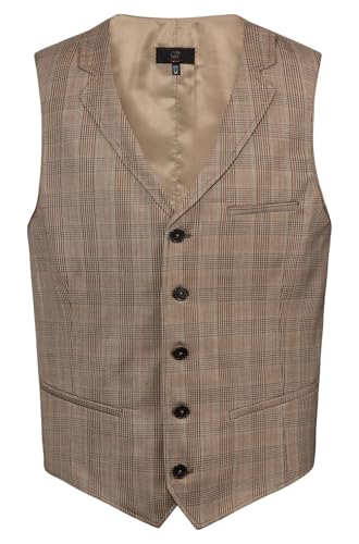 GREIFF GASTRO MODA Herren Kellner-Weste Regular-Fit Glencheck Beige S