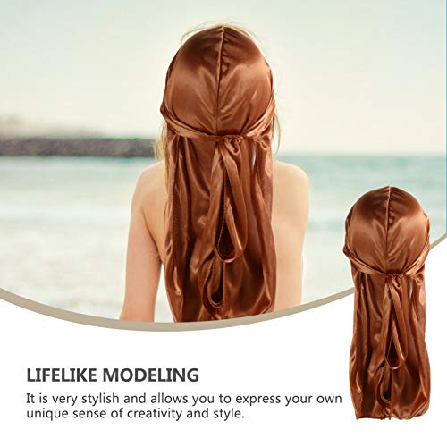 Lurrose 8Pcs Cauda Longa Pirata Boné Respirável Durag Headwraps Turbantes Cabelo Tranças Dreadlocks