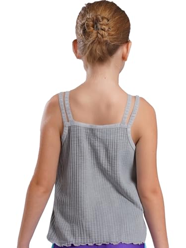 Kids Girls Double Strap Camisole Sleeveless Bow Detail Lettuce Hem Striped Undershirt for Street Style 2-12 Years2