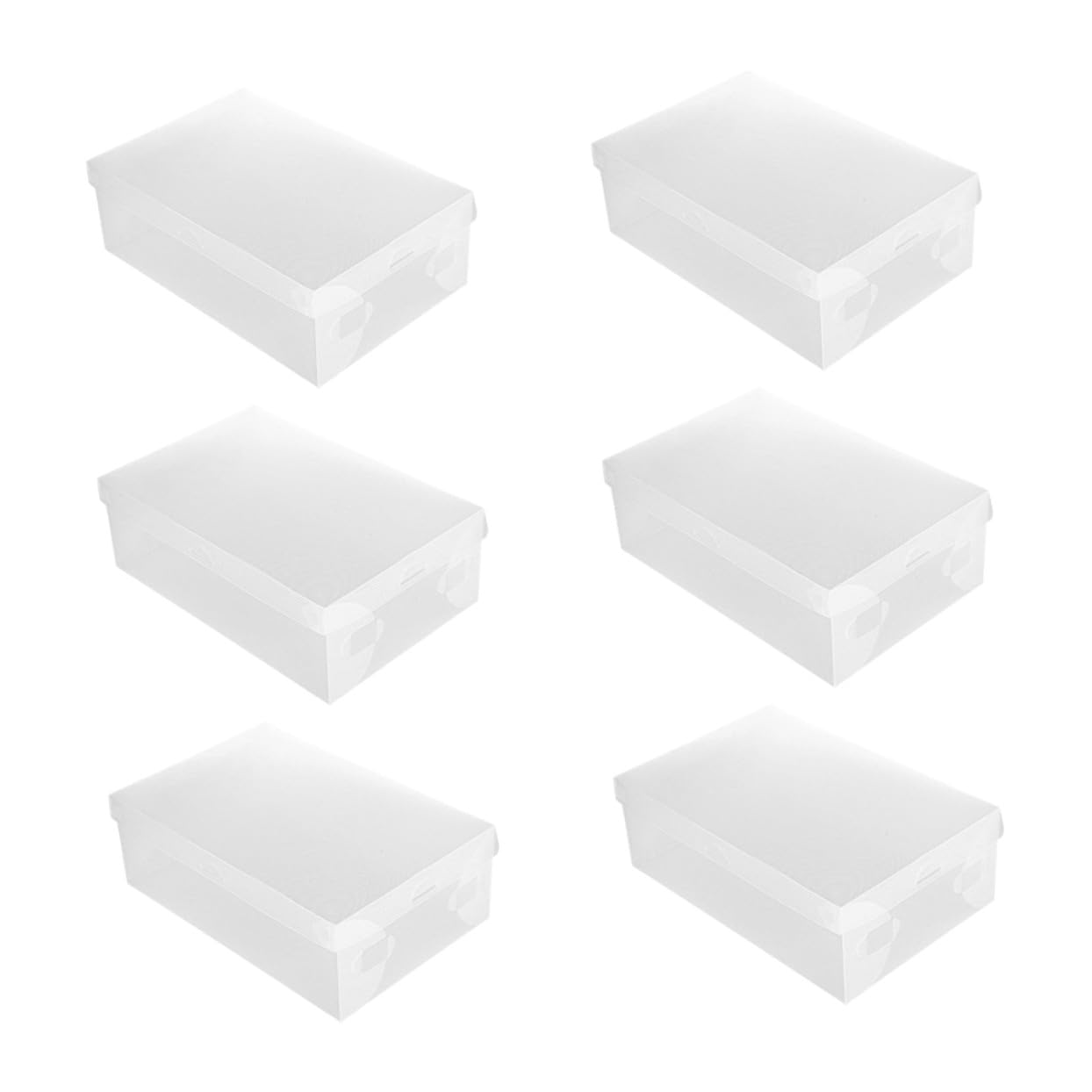 GLEAVI Contenitori Impilabili per Scarpe in Plastica Trasparente 6 Pezzi Chiusura a Ribalta 33X20X12 CM per Armadio e Negozio