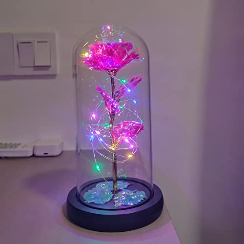 Rose Gift For Her, Women Romantic Valentine Gifts For Wife Led Galaxy Rose In Glass Dome,Women Gifts Ideas For Valentine's Day Mother's Day,Thanksgiving Day,Birthday,Anniversary On Any Occasion #TOP6