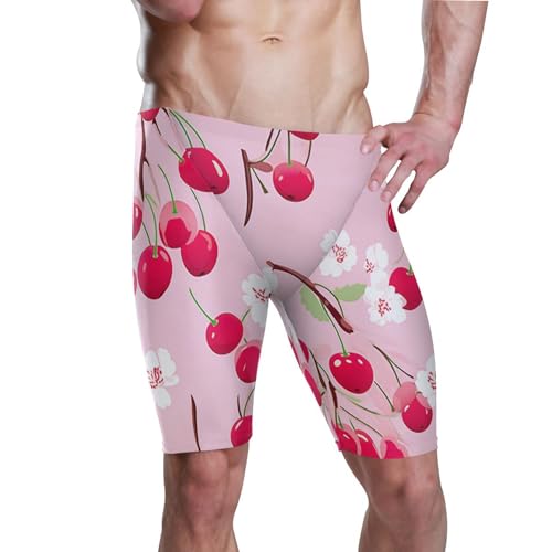 UMIRIKO Pink Cherry Fruit Swim Jammers for Men Athletic Durable S B0402290
