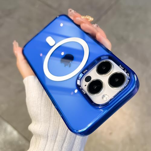 Coque de téléphone de luxe en acrylique bleu transparent pour iPhone