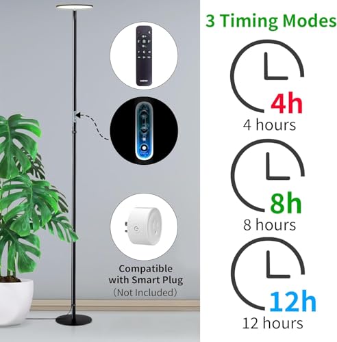 chiphy 60W 216cm Pflanzenlampe, Vollspektrum-Pflanzenlicht für Zimmerpflanzen, 4/8/12H Timer, 60W Grow-Lampe, 10 dimmbare Helligkeit, höhenverstellbar