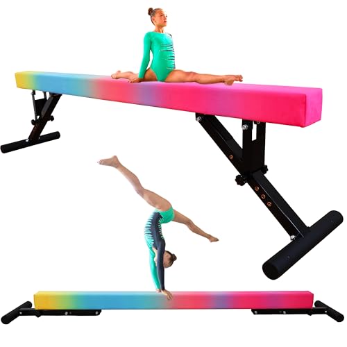 PreGymnastic 8FT Balance Beam, Raised Gymnastics Beam for Kids Ages 3-12, Home Gym Equipment for Training, Adjustable Balancing Beam Indoor