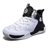 BIackPig Herren Basketballschuhe High-Top leichte Stoßdämpfung rutschfeste atmungsaktive Outdoor-Sportschuhe Jungen Basketballschuhe Mädchen Indoor-Schuhe Sportschuhe Weiß Schwarz39EU