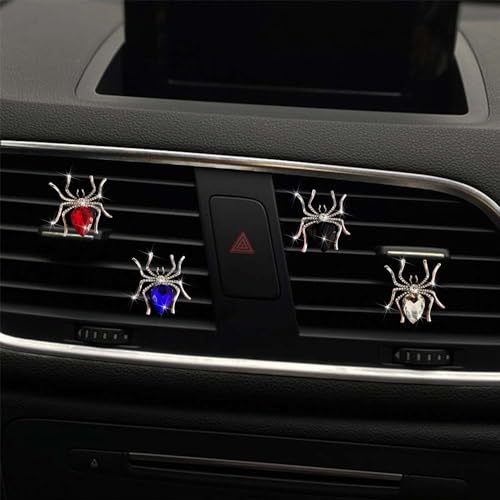 Image of Halloween Spider Crystal Spiderman Car Decor, Vent Clip with Bling, Perfect for Women - Red