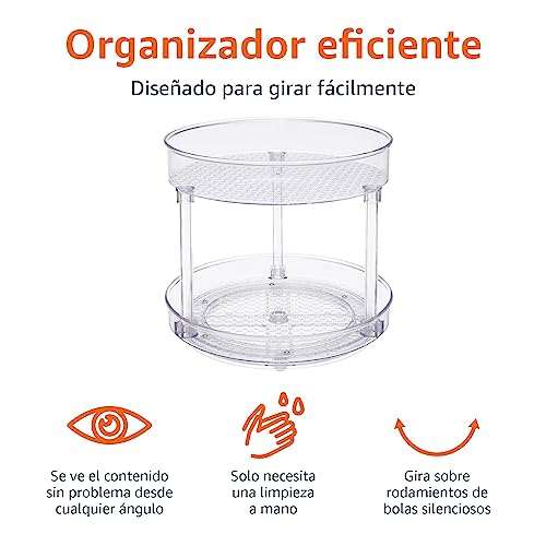 Miniatura 2 de Amazon Basics Organizador De 2 Bandejas Giratorias, Transparente, 22,9 Cm De Diámetro Y 2 Capas