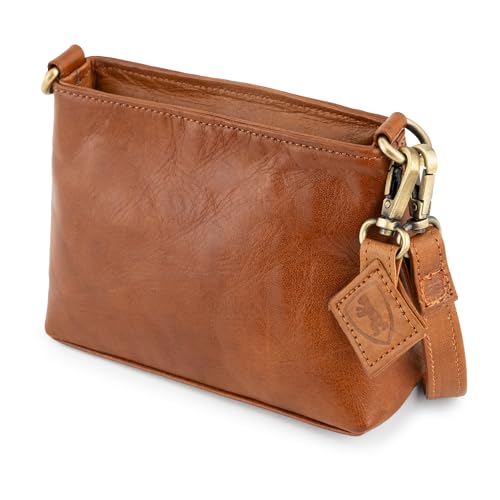 Berliner Bags Vintage Umhängetasche Marbella XS, Kleine Schultertasche Crossbody Bag aus Leder, Handtasche für Damen - Braun