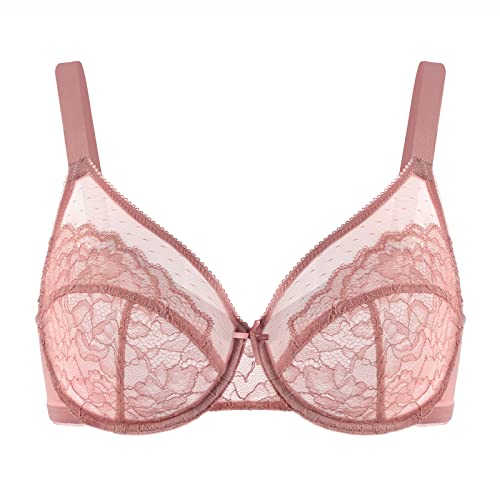 Hsia FBD0034LCO36DDD Women'S Underwire Bra Minimizer Lace Floral Bra Unlined Unpadded Plus Size Full Coverage Bra Light Coral thumb #2