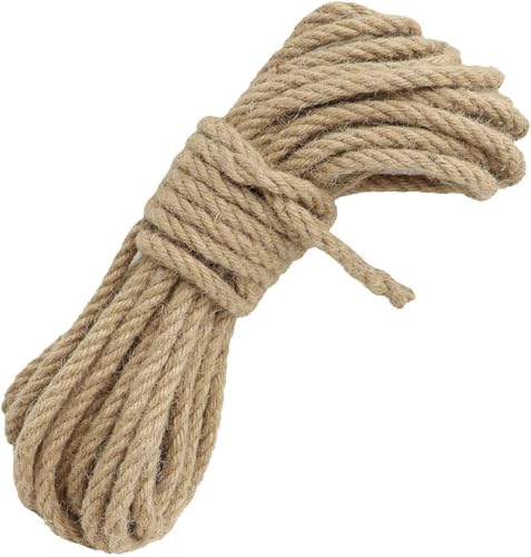 KuTi Kai Cuerda de cáñamo natural, banda de cuerda de yute fuerte, cuerda de sisal multiusos y cuerdas largas trenzadas duraderas (30 mm-10 m)