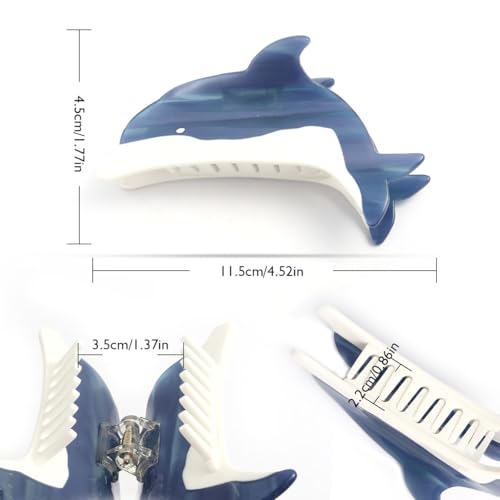 Whale Shark Dolphin Hair Claw Personalized Ocean Animal Acetate Hair Claw Clip for Women,Blue Whale Hair Clip
