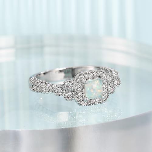 14K Gold Plated Opal Rings for Women Cubic Zirconia Vintage Engagement Gemstone Jewelry Anniversary Ring4