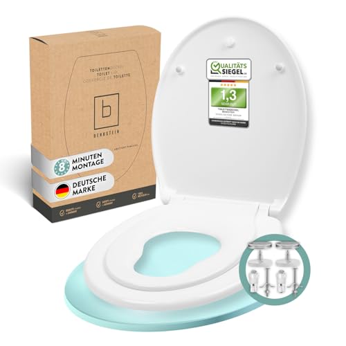 Benkstein Toilettendeckel mit Absenkautomatik - Toilettensitz Kinder Toiletten WC Deckel mit Absenkautomatik - Klodeckel Klobrille mit Absenkautomatik - Toilet Seat Klositz