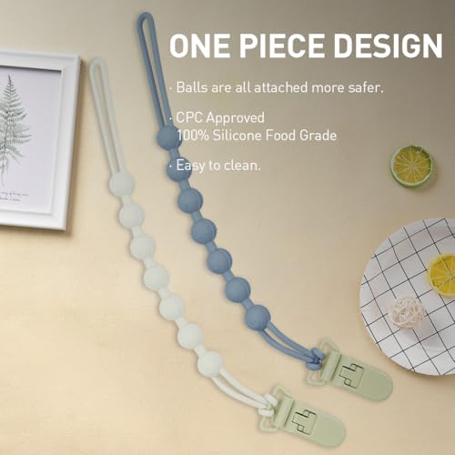 Image of SNOWIE SOFT 2pcs Anti Lost Pacifier Chain Strap Pacifier Clip for Toddlers Silicone Pacifier Clip Silicone Soother Toy Silicone Baby Pacifier Clip Teething Relief Teether Toy Pacifier