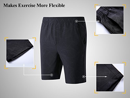 LTIFONE Mens Shorts Gym Training Bodybuilding Exercise Shorts Lightweight Quick Dry Spandex Mens Active Workout Shorts Athletic Summer Shorts(Grey,L)