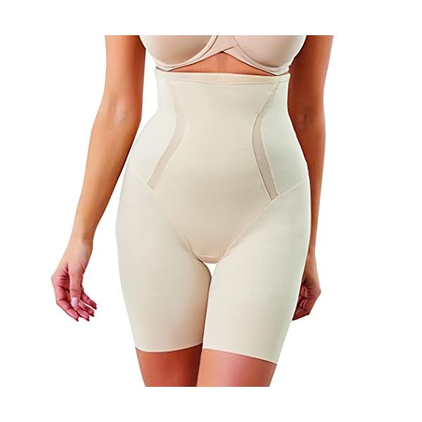 Flexees-Womens-Maidenform-Firm-Foundations-Hi-Waist-Thigh-Slimmer Maidenform Women's High-Waist Thigh Slimmer Shapewear, Cool Comfort Slimming Shapewear