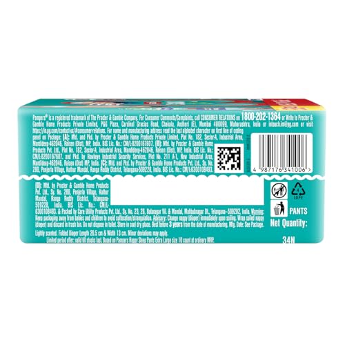 Image of Pampers Happy Sleep Pant Style Baby Diapers, X-Large (XL), 34 Count, 1 Pampers = 1 Night Sleep, with Anti Rash Shield, 12-17 Kg Diapers