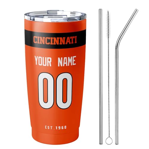 Image of ANTKING Cincinnati Tumbler 20 oz Travel Coffee Cup Custom Name Number for Men Women Boy Gifts