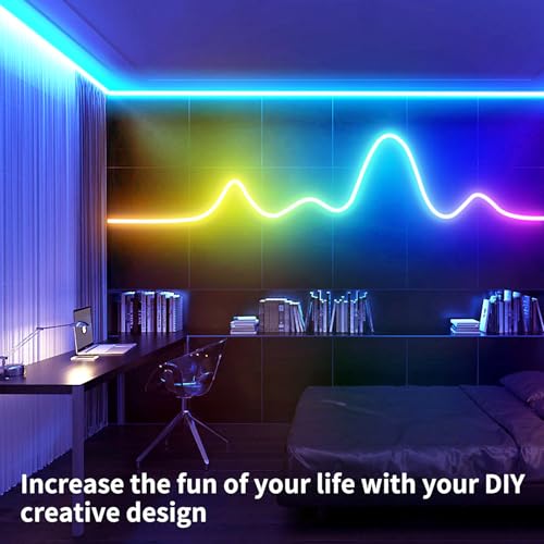 Image of segrass 16.4FT Neon Rope Light,Flexible Led Rope Lights Control with App /Remote,Multiple Mode Rope Lights,IP65 Outdoor RGB Led Neon Lights Waterproof,Music Sync Gaming Led Neon Light Strip for Bedroom