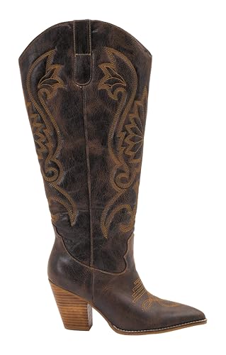 Corkys Footwear Hey Girl Womens Long Live Cowgirls 3.5-Inch Stacked Heel Western Boot, Featuring Cushioned Insoles For All Day Wear, Western Stitching, and A Full Inside Zip2