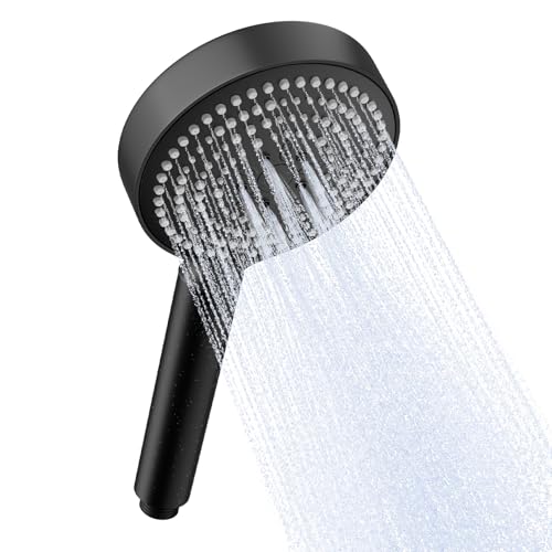 OFFO Pommeau de Douche Anti Calcaire, Pomme de Douche avec 6 Modes, Pommeau Douche Filtrant, Douchette Economie d'eau, Grande XXL(Φ130mm), Shower Head, Noir