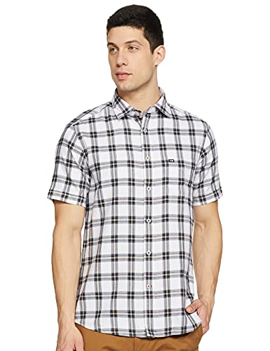 Image of Arrow Men's Slim Fit Sports White Checked Shirt