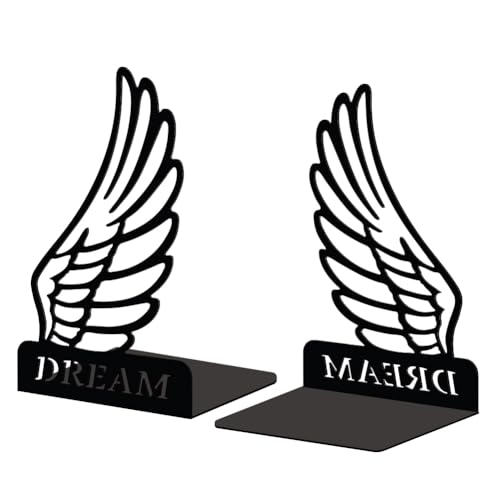 Peacoblue Metal Bookends for Shelves, Modern Decorative Heavy Duty Study Book Support Stoppers for Office, Desk, Shelf, Room 5.3