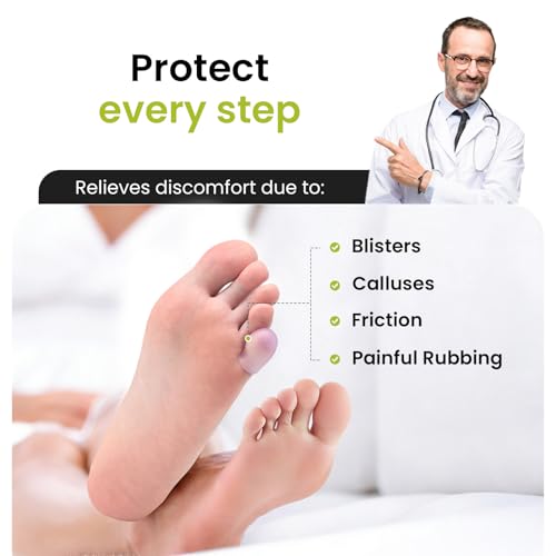 Image of Bukihome Silicone Toe Protectors - 12 Pack Gel Toe Sleeves Toe Protectors - Toe Caps Toe Cushions for Pain Relief, Toe Protection for Corns, Calluses (Lavender, Pinky)