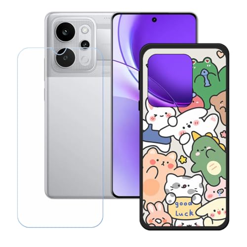 LCEHTOGYE �K�p Realme Narzo Power 5G +�����K���X�X�N���[���v���e�N�^�[�p�P�[�X�A�K�p Realme Narzo Power 5G (6,8")�ƌ݊����̂���u���b�N�\�t�gTPU�V���R���Q���P�[�X�ی�J�o�[ WZ22