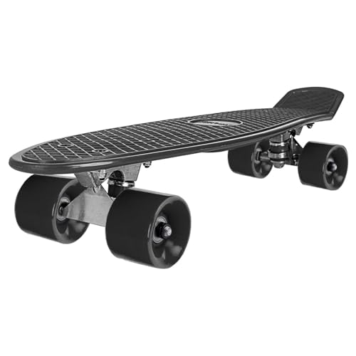 STRAUSS Cruiser PW Skateboard| Penny Skateboard | Casterboard | Hoverboard | Anti-Skid Board with ABEC-7 High Precision Bearings | Ideal for 8 Years and Above | 22 X 6 Inch,(Black)