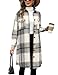 Tuopuda Damen Hemdjacke Karierte Shacket Lange Loose Mantel Casual Flanell Lange Ärmel Knopfleiste Jacke Übergangsjacke(Hellkhaki,M)