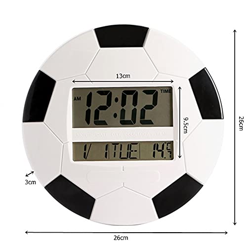 Muellery Digital Wall Clock Big Display Soccer Ball Football Design Calendar Indoor Temperature For Your Room Office Living Room Tpca51353 #TOP5