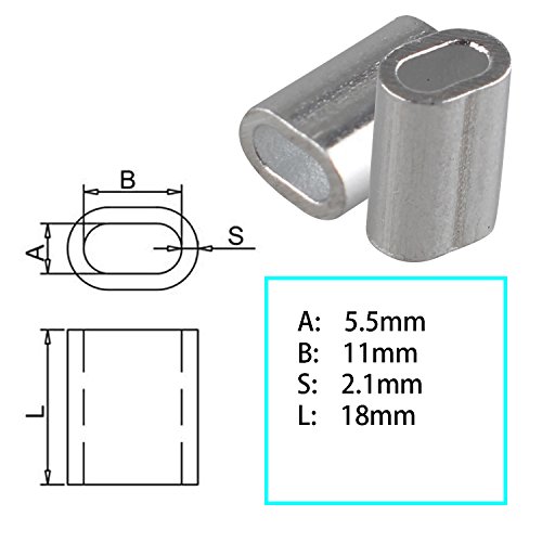 Futheda 25 stks Aluminium Crimping Loop Mouw Clips Ovaal Vorm voor 5.0mm Kabeldraad Touw Zilver Toon - Afbeelding 5
