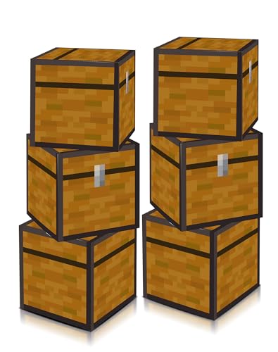HOMEZZO 6 Pcs Video Game Party Favors Boxes 11.8 Inch Large Pixel Treat Boxes Pixel Video Game Birthday Decorations