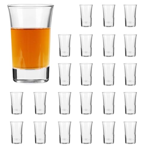 DISWALE 24 Pack 1.5 oz Clear Shot Glasses Set Heavy Base Bulk Glasses for Vodka Tequila Whiskey Liquor