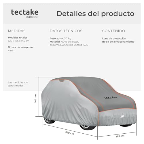 Lona para coche antigranizo tectake impermeable para SUV y van pequeña 6