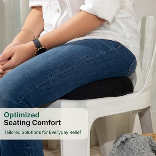 Image of The White Willow Donut Pillow - Medium Firm HR Memory Foam Coccyx Seat Cushion for Tailbone, Hemorrhoid & Piles Pain Relief - Car & Office Chair - Above 60KG - Classic Black