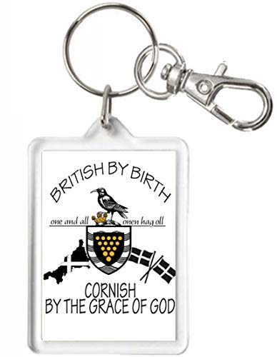 CORNWALL KEYRING. BRITISH BY BIRTH CORNISH BY THE GRACE OF GOD, Novelty Keyring, Keychain, Can be personalised, Cornwall gift keyring