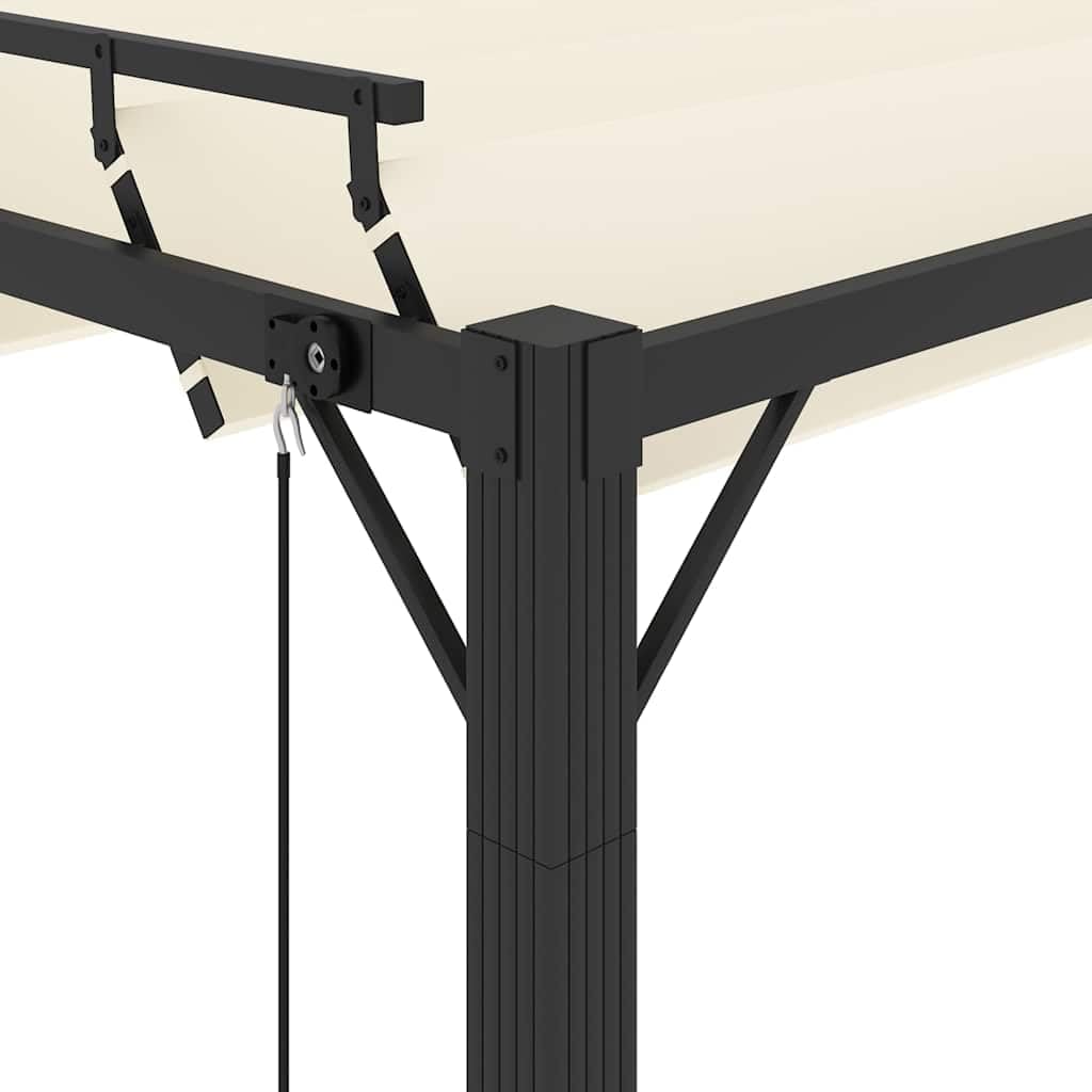 Pergola avec toit à lamelles 3 x 4 m, tissu crème et aluminium