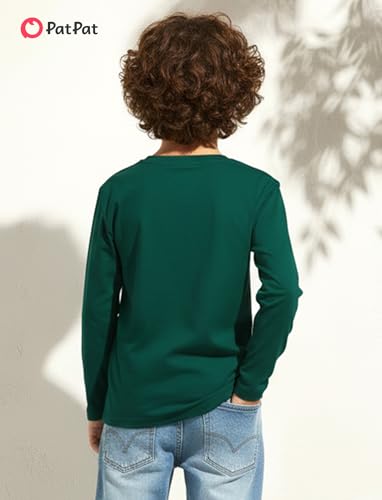Image of PATPAT Boys Long Sleeve Shirts Cotton Solid Crew Neck Basic Shirts 5-16 Years