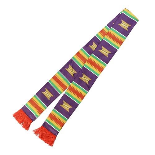 Red Yellow and Purple African American Graduation Stole Scarf Black Grads Scarf with Red Tassels2