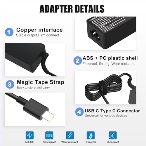 Image of 45W USB Type C Chromebook Charger Compatible with HP Chromebook X360 14 14A G5 11 11A G8 G7 G6 G1 G2 EE 14-CA 11-AE 14-ca061dx 14-ca051wm 14-ca052wm 14-ca091wm 14-ca020nr 14-ca060nr 11-ae051wm | Fit for HP Chromebook 14 14A G5 11 11A G8 G7 G6 G1 G2 EE 14-CA 11-AE 14-ca061dx 14-ca051wm 14-ca052wm 14-ca091wm 14-ca020nr
