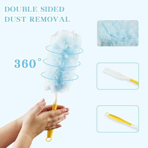 32 Stück für Swiffer Duster Staubmagnet Nachfüllpack Set,360° für Swiffer Staubwedel Teleskop Starterset, für Swiffer Staubwischer mit Teleskopstange, für Allergene, Tierhaare, Reinigung, Gegen Staub