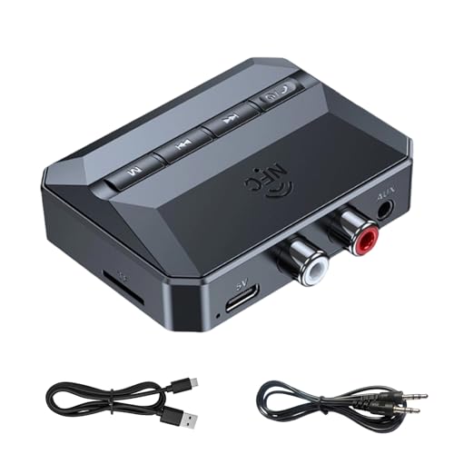 Receptor Bluetooth 5.3 HiFi, Adaptador Bluetooth Audio con Salida Jack AUX 3.5 mm/RCA, Conexión Dual para Estéreo, Altavoces, Amplificadores, Música Inalámbrica