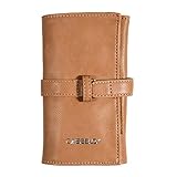 CASEBUDi Vegan Leather Watch Roll Travel Case - 4 Soft Pockets with Padded Storage Protection for Four Wristwatches or Watch Bands Straps, Tan