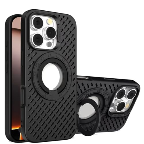 Coque respirante iPhone 13 Pro noire anti-chaleur avec anneau magnétique