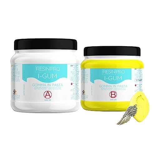 Resin Pro I-GUM 1 kg silikongummi i pasta, giftfri, tvåkomponents (1:1), gul- för gjutning av föremål och konstnärliga skapelser.